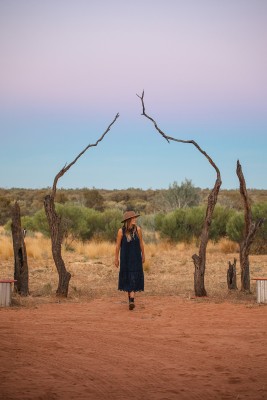 Lady walking through remote location
